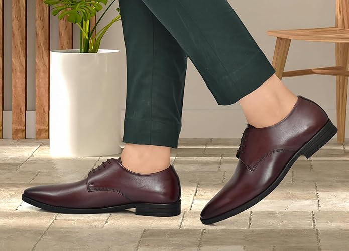 Men's Classic Burgundy Formal Oxford Shoes with Sleek Lace-Up Design Attire Shoes for Men