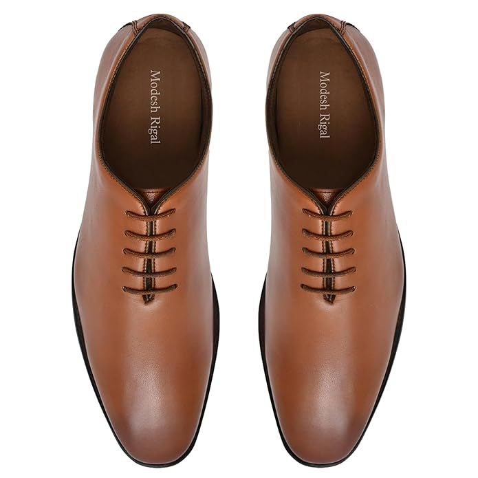 Men's Classic Tan Formal Oxford Shoes with Sleek Lace-Up Design Attire Shoes for Men