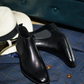 Men,s Premium Black Shinny Leather Casual Slip On Wholecut Chelsea Boots for Men