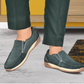 Men's Dark Grey Suede Loafers with Contrast Stitching Casual Slip-On Shoes For Men