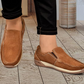 Men's Tan Suede Loafers with Contrast Stitching  Casual Slip-On Shoes For Men