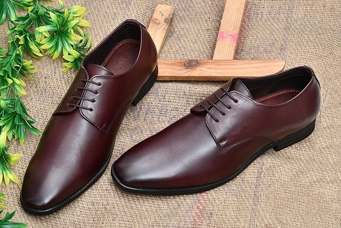 Men's Classic Burgundy Formal Oxford Shoes with Sleek Lace-Up Design Attire Shoes for Men