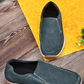 Men's Dark Grey Suede Loafers with Contrast Stitching Casual Slip-On Shoes For Men