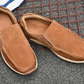 Men's Tan Suede Loafers with Contrast Stitching  Casual Slip-On Shoes For Men