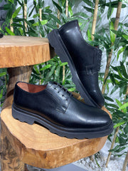 ModeshRigal Black Leather Derby Shoes for Men