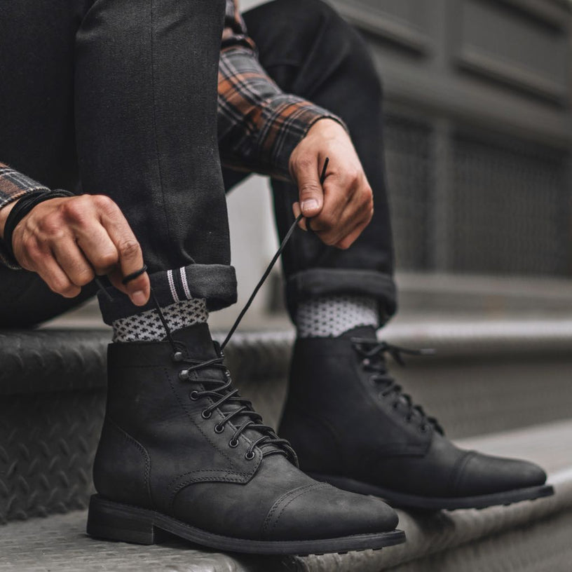 Lacing Up Style Black Matte Captain Boots for Everyday Adventures