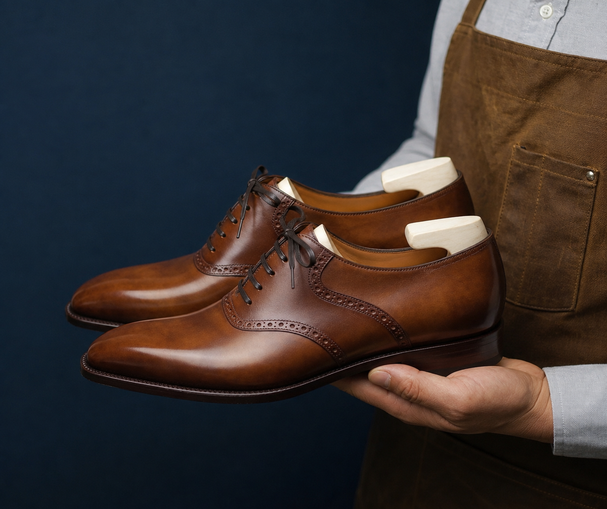 Tan Leather Torino Brogue Oxfords – Formal Shoes