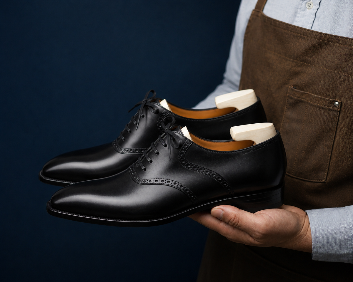 Black Leather Torino Brogue Oxfords – Formal Shoes