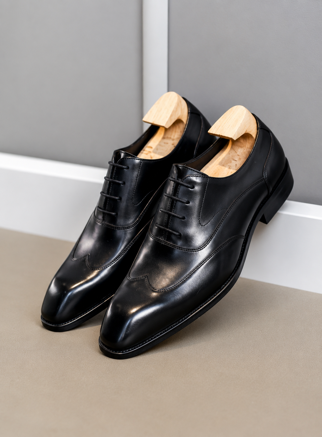 Alvero Black Leather Formal lace-up Shoes