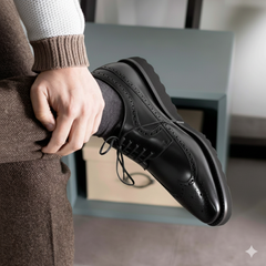 Black Patina Longwing Derby Shoe