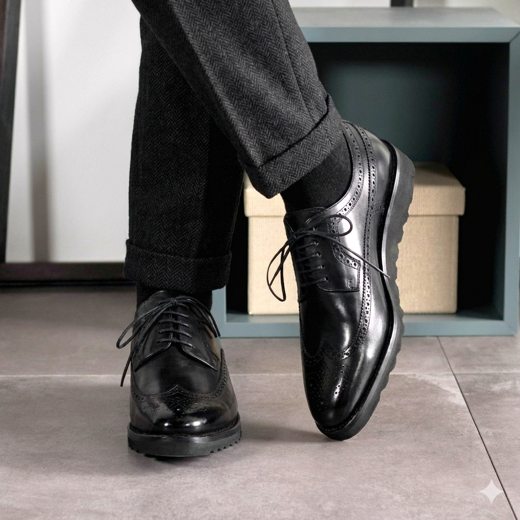 Black Patina Longwing Derby Shoe
