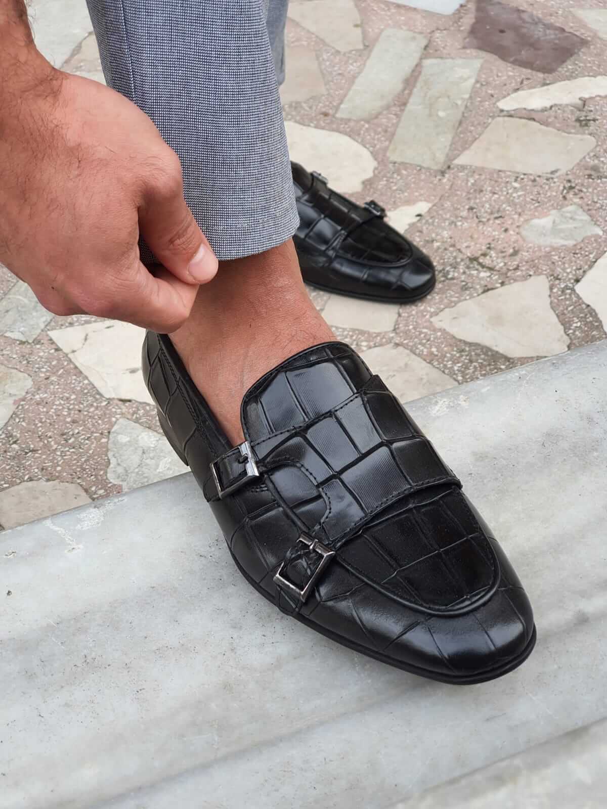 Midnight Double Buckle Leather Loafer