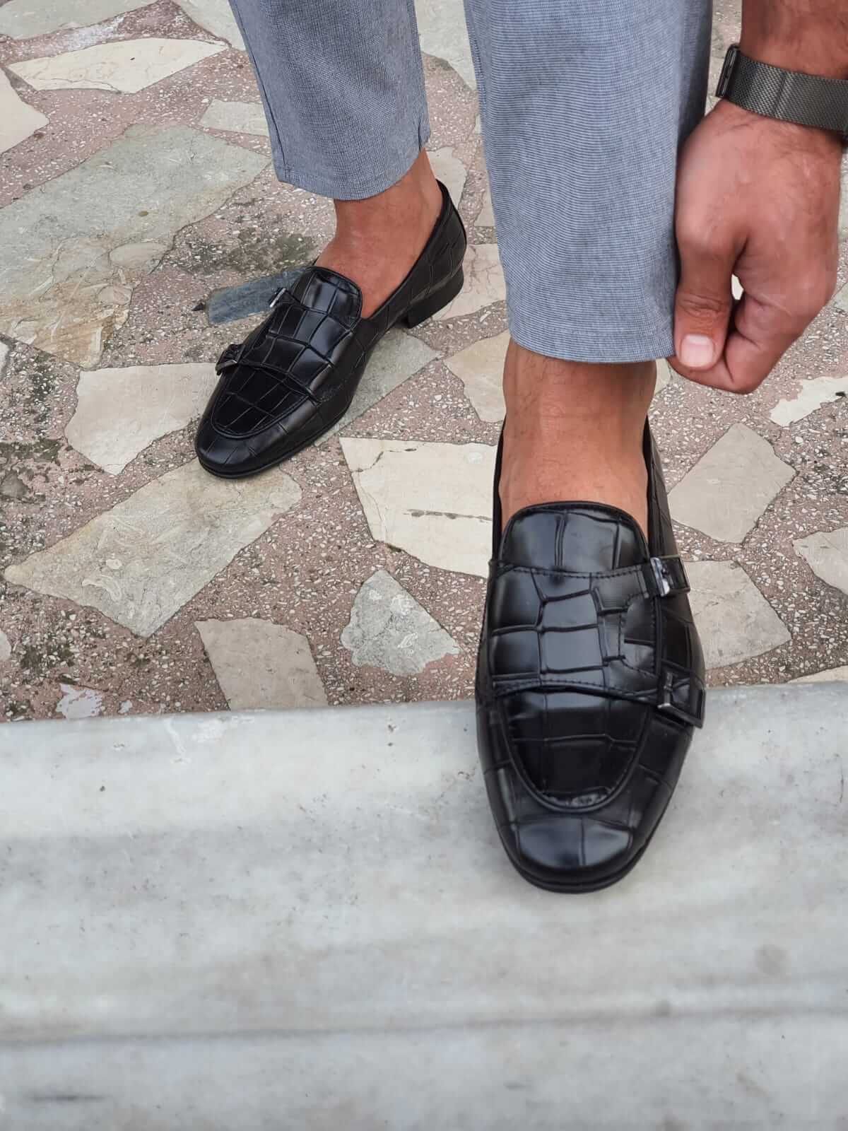 Midnight Double Buckle Leather Loafer