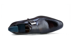 Classic Men's Moc Toe Single Monk Strap Shoes in Polished Italian Leather