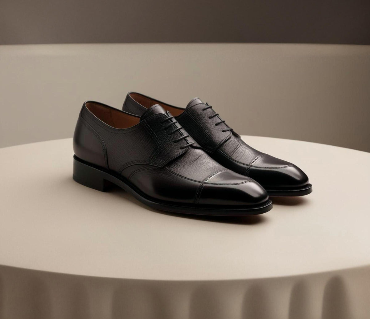 Dominic Umber: Modern Black Leather Formal Derby Oxford