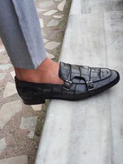 Midnight Double Buckle Leather Loafer