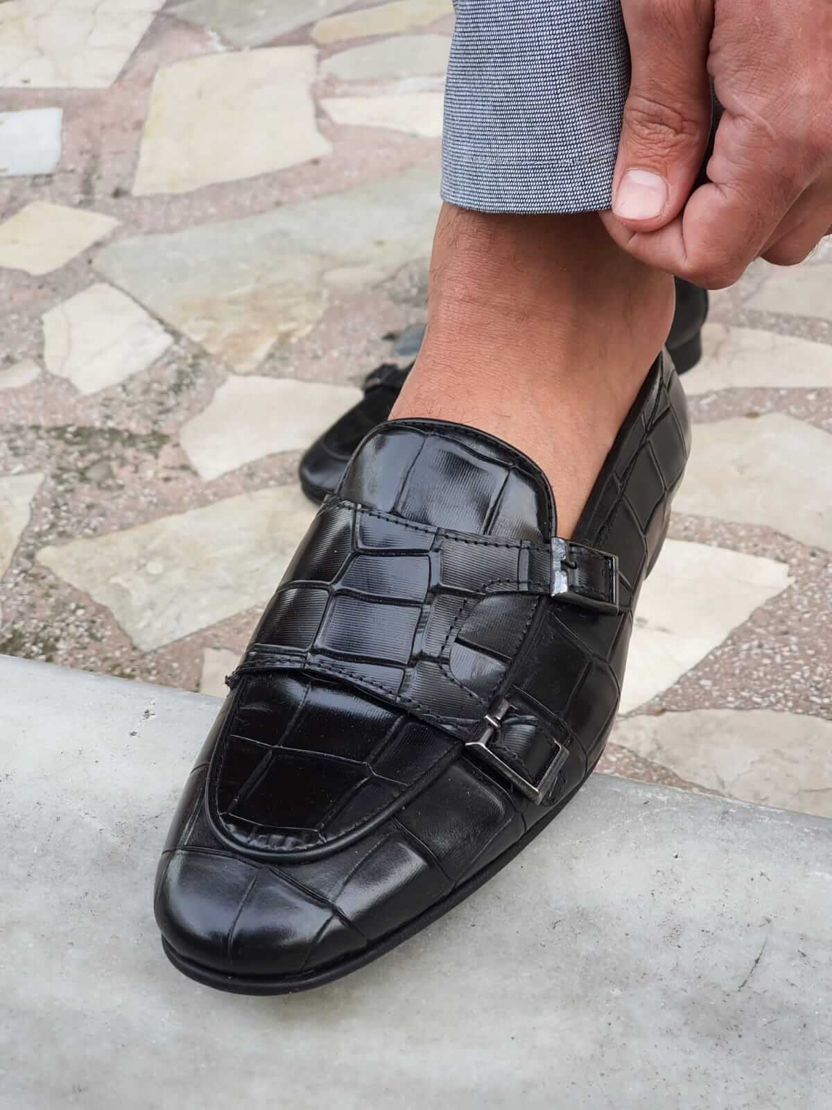 Midnight Double Buckle Leather Loafer