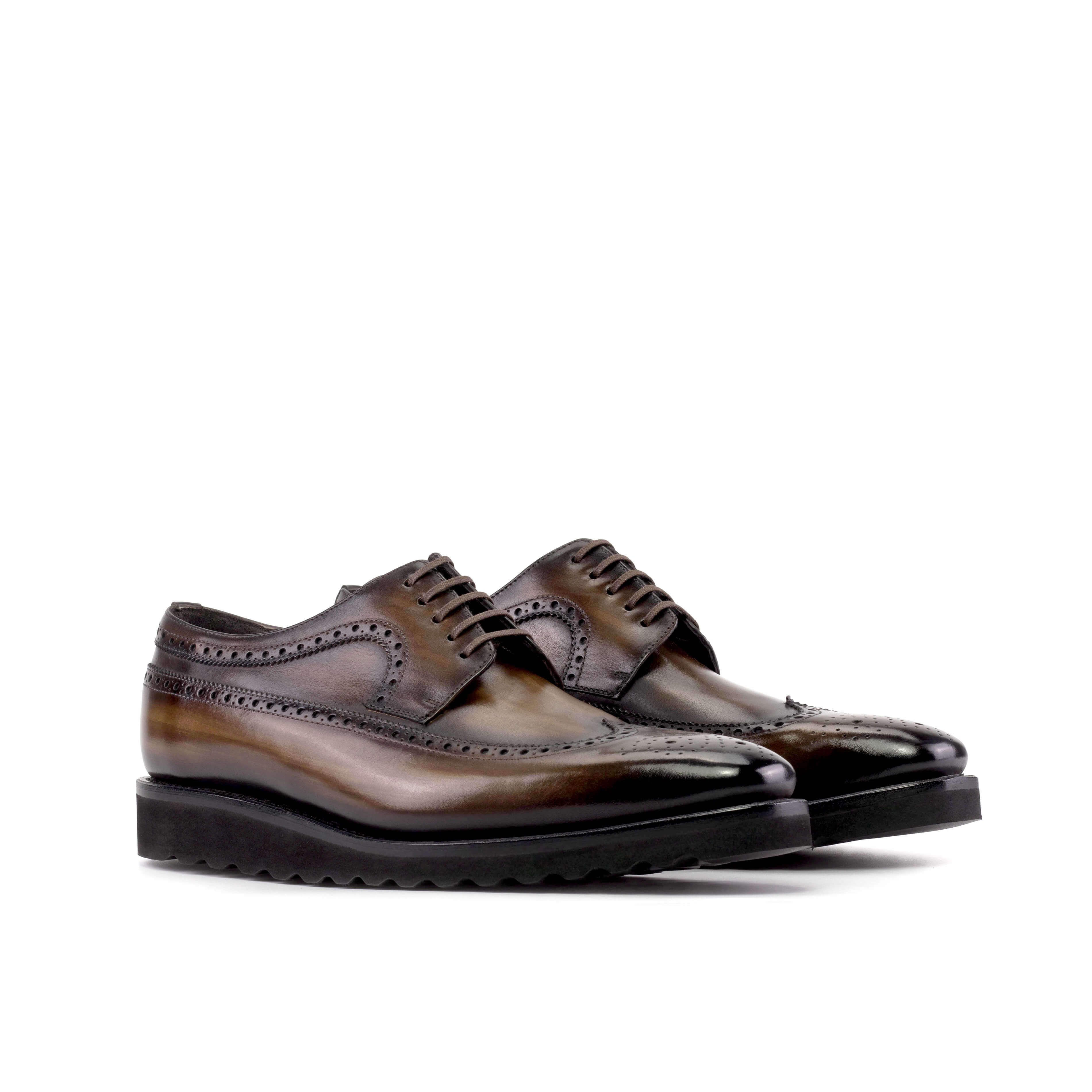 Brown Patina Longwing Derby Shoe