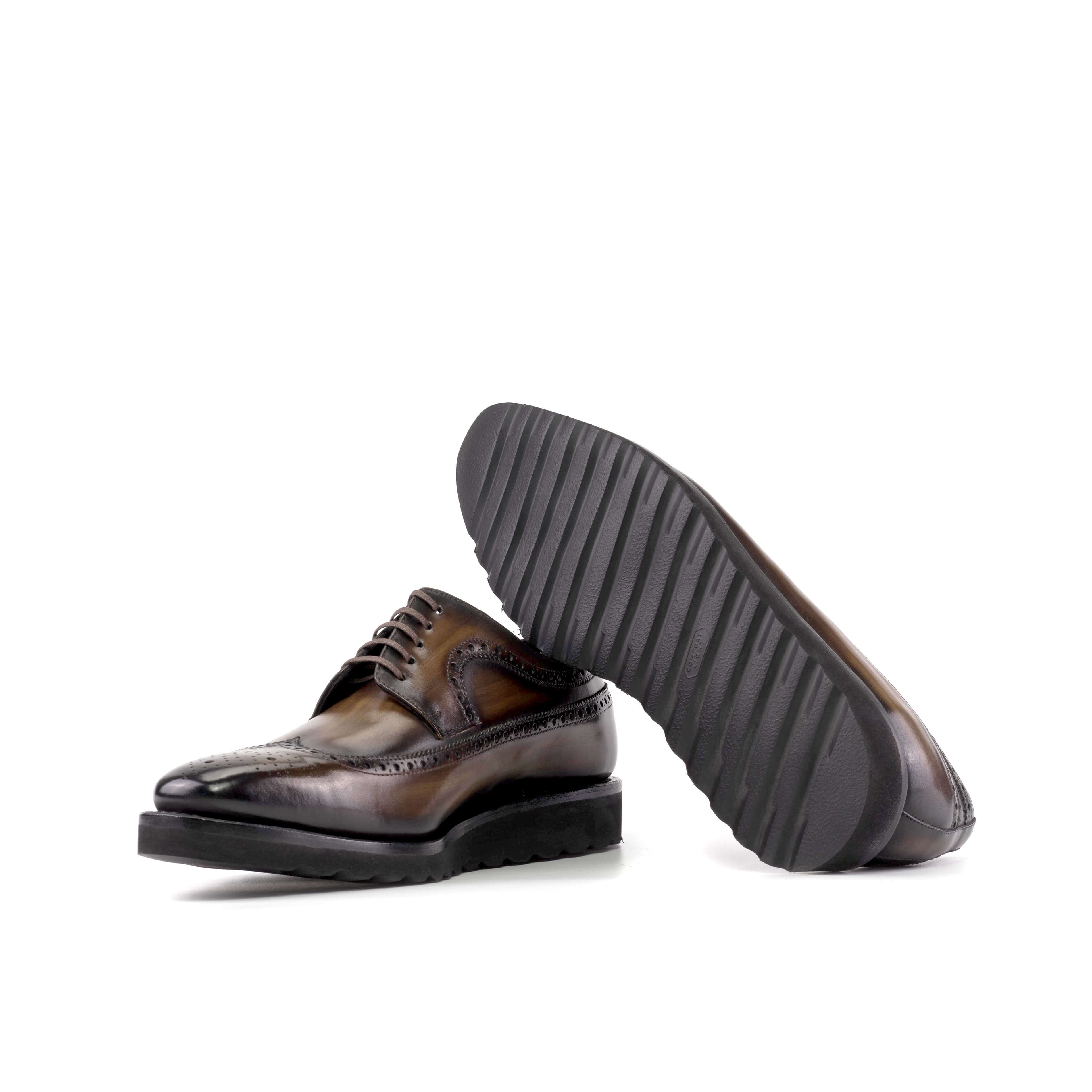 Brown Patina Longwing Derby Shoe