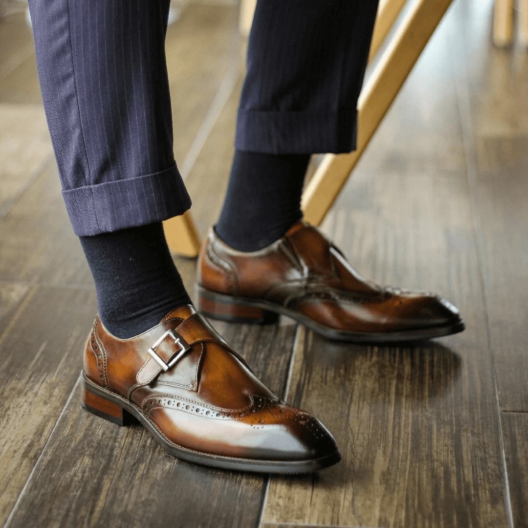 Brown Monk Strap Shoes by Burton