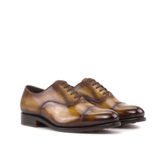 Cognac Patina Toe-Cap Oxford Shoes