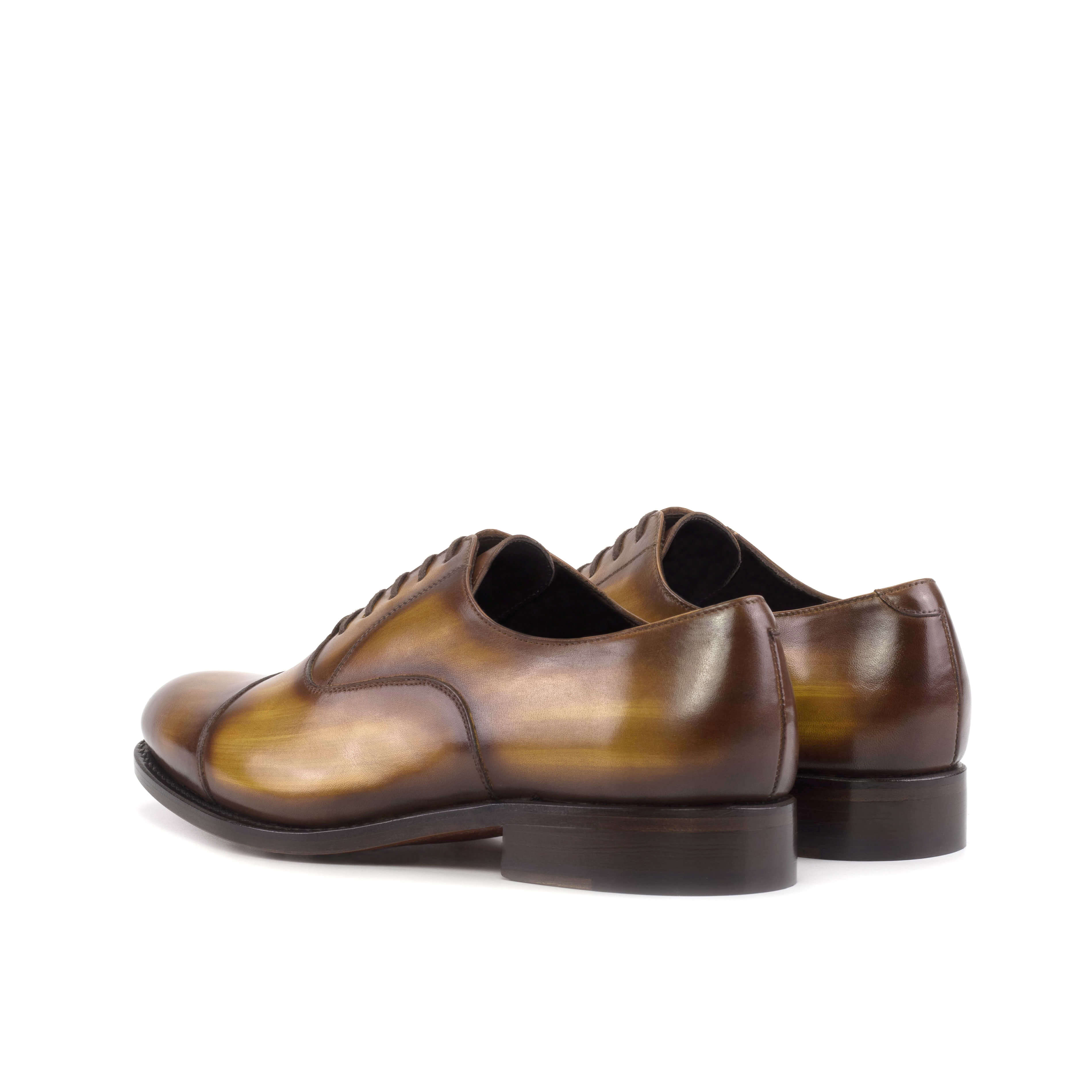 Cognac Patina Toe-Cap Oxford Shoes