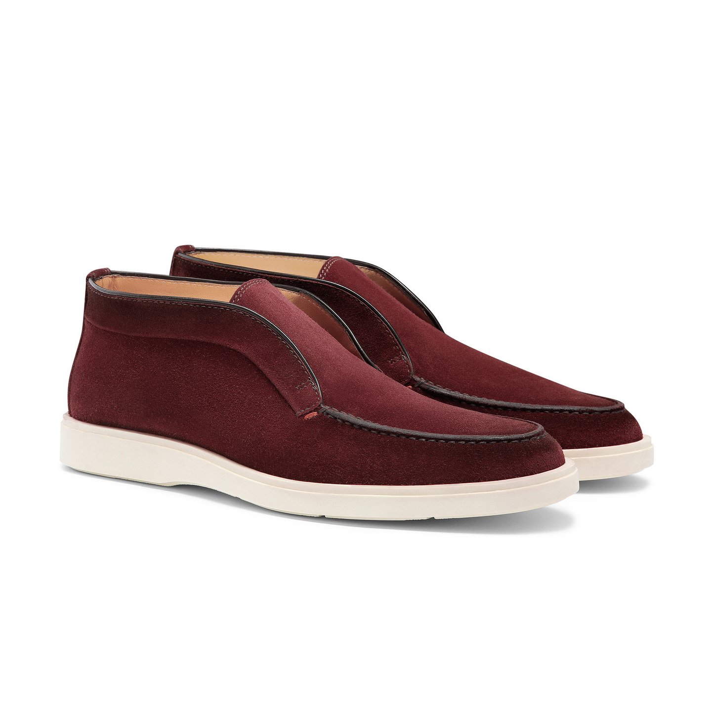 Men’s Burgundy Suede Moc-Toe Desert Boots For Men