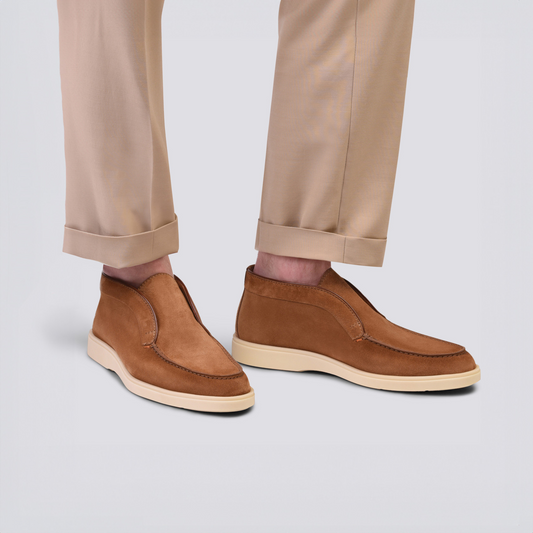 Men’s Tan Suede Moc-Toe Desert Handmade  Boots For Men