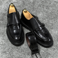 Black Croc-Embossed Leather Monk Strap Shoes with Rugged Sole