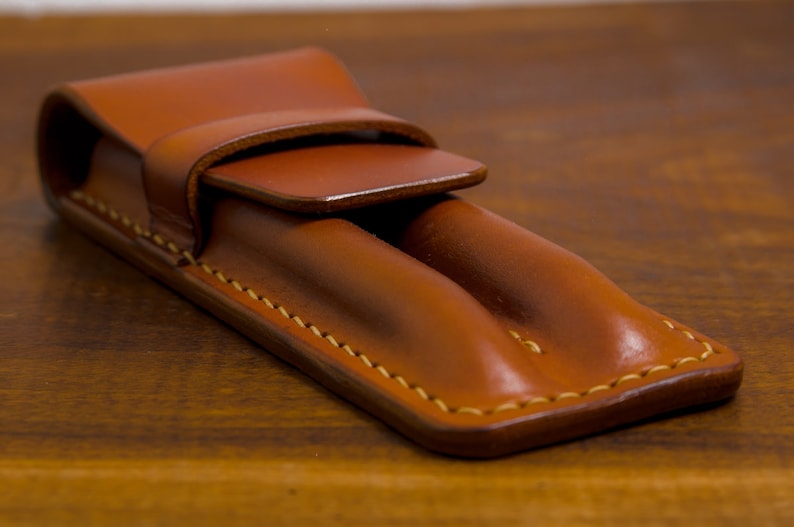 Leather pen case for 2 pens