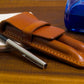 Leather pen case for 2 pens