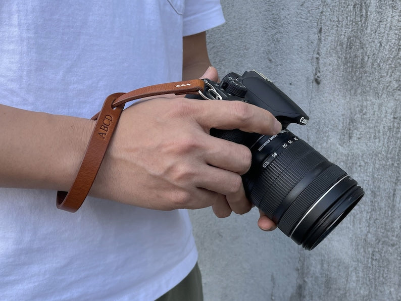 Tan Leather Camera Wrist Strap