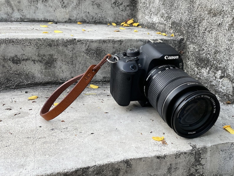 Tan Leather Camera Wrist Strap