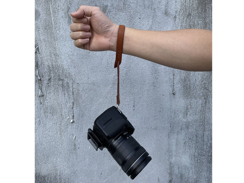 Tan Leather Camera Wrist Strap