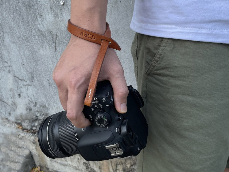 Tan Leather Camera Wrist Strap