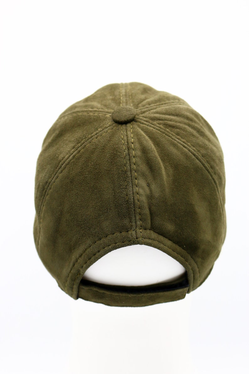 GREEN Suede Leather Baseball Cap