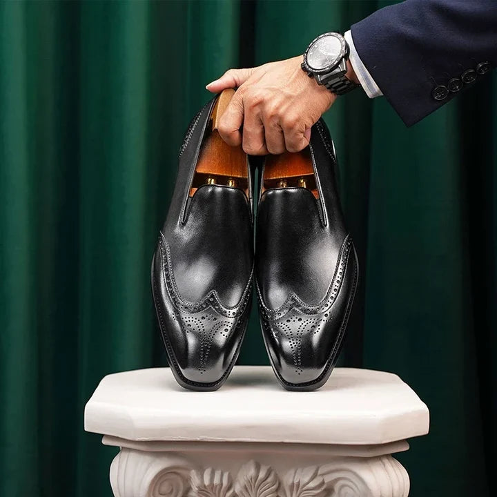 Alessandro Black Wingtip Loafers