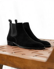 Men’s Black Suede Chelsea Boots – Handmade, Elegant & Comfortable
