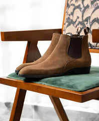 Men’s Tan Suede Chelsea Boots – Handmade, Elegant & Comfortable