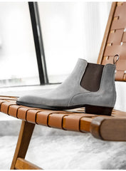 Men’s Grey Suede Chelsea Boots – Handmade, Elegant & Comfortable