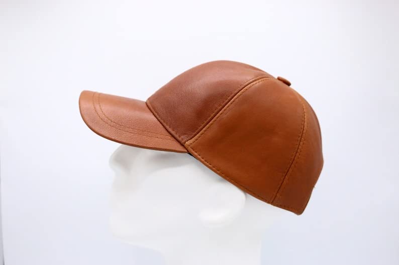 Tan Leather Baseball Cap