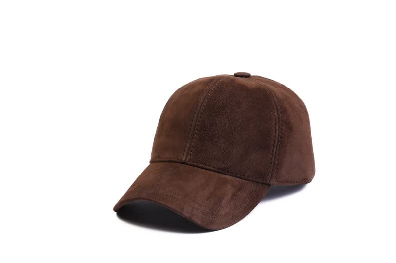 Brown Suede Leather Baseball Cap