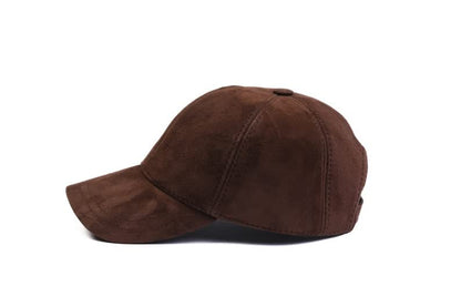 Brown Suede Leather Baseball Cap