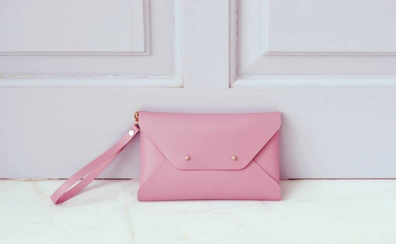 Faux leather Nude Pink Envelope Evening clutch Modesh Rigal