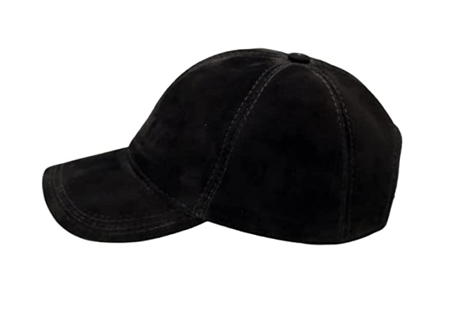 Black Suede Leather Baseball Cap