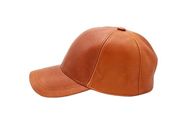 Tan Leather Baseball Cap