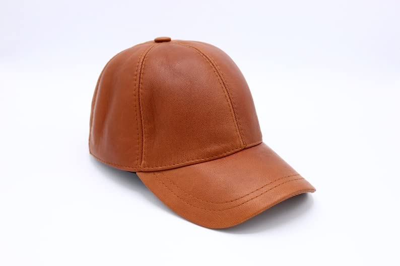 Tan Leather Baseball Cap