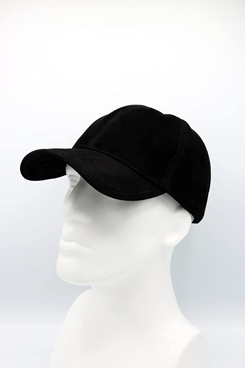 Black Suede Leather Baseball Cap