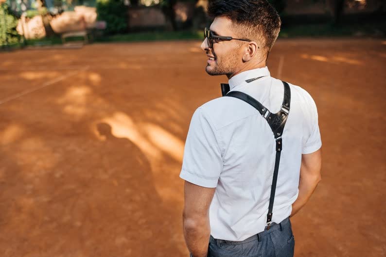 Black Leather Suspenders