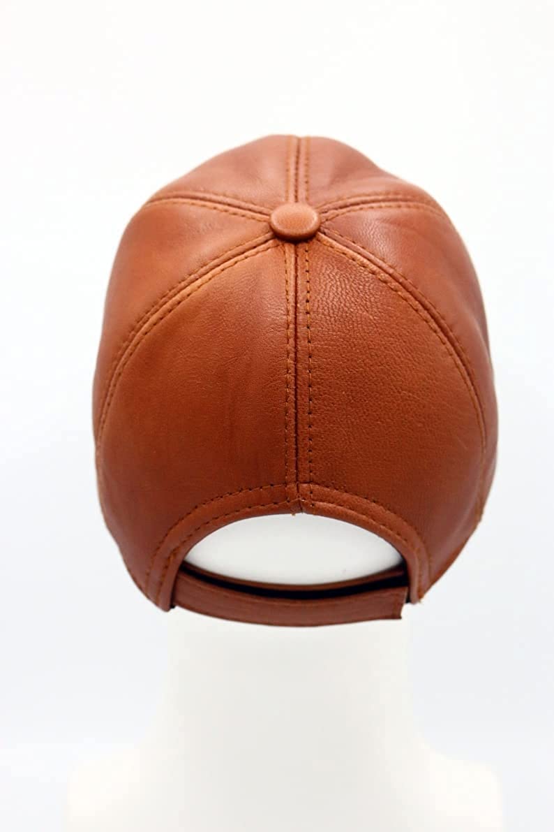 Tan Leather Baseball Cap